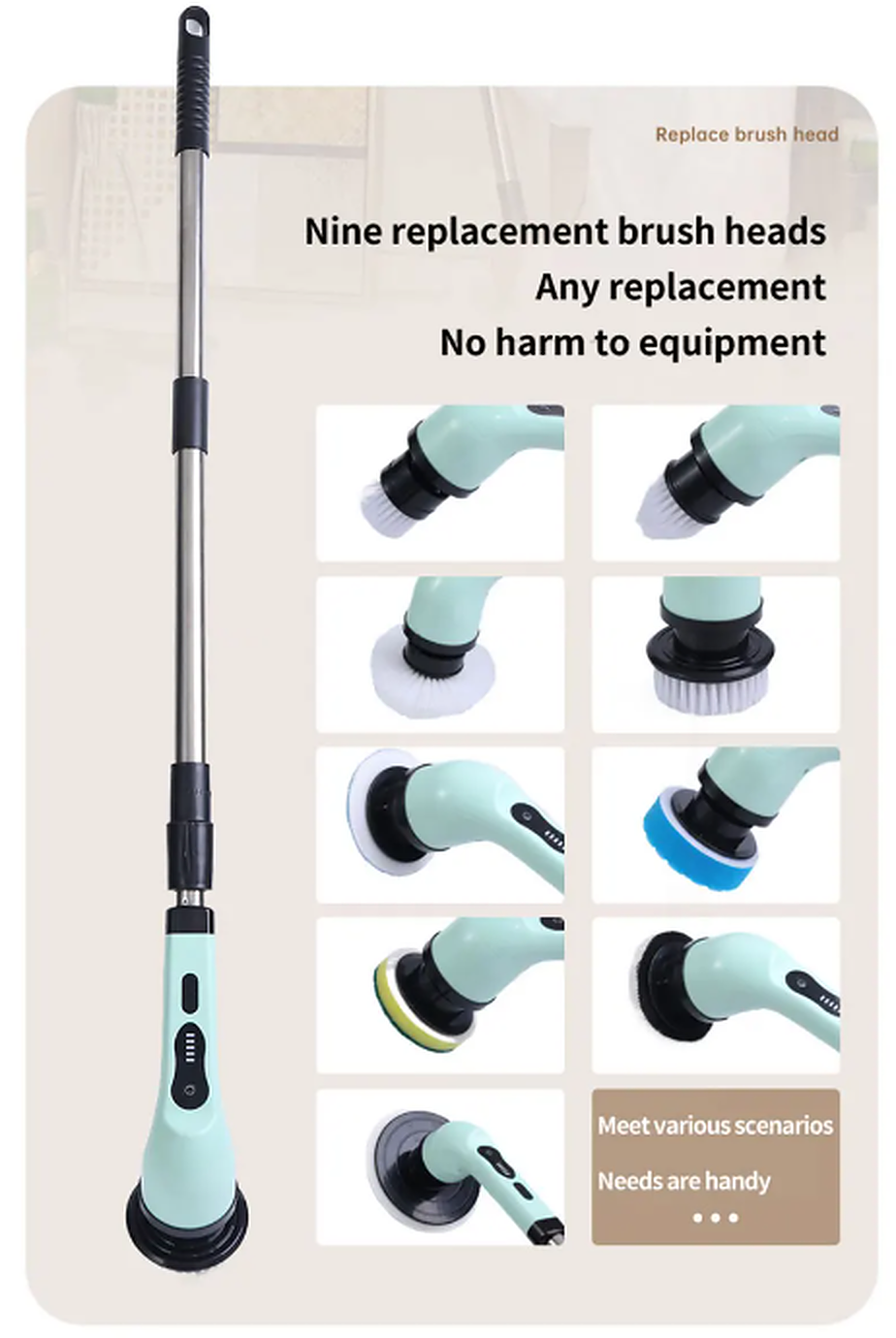 Nine replacement brush heads for any scenario
